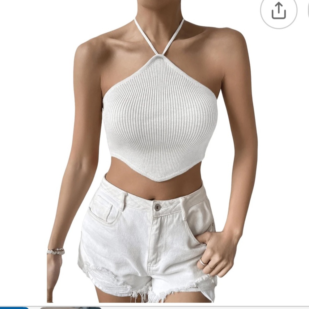 Cropped halter tube top with neck tie. Size medium (estimated).